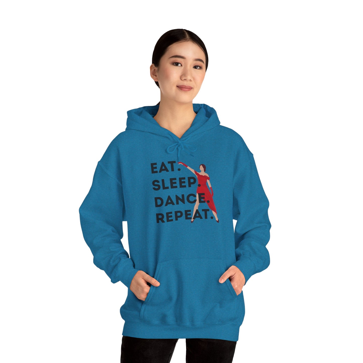 "Eat Sleep Dance Repeat" Unisex Dance Hoodie – Bold Graphic Sweatshirt for Dancers