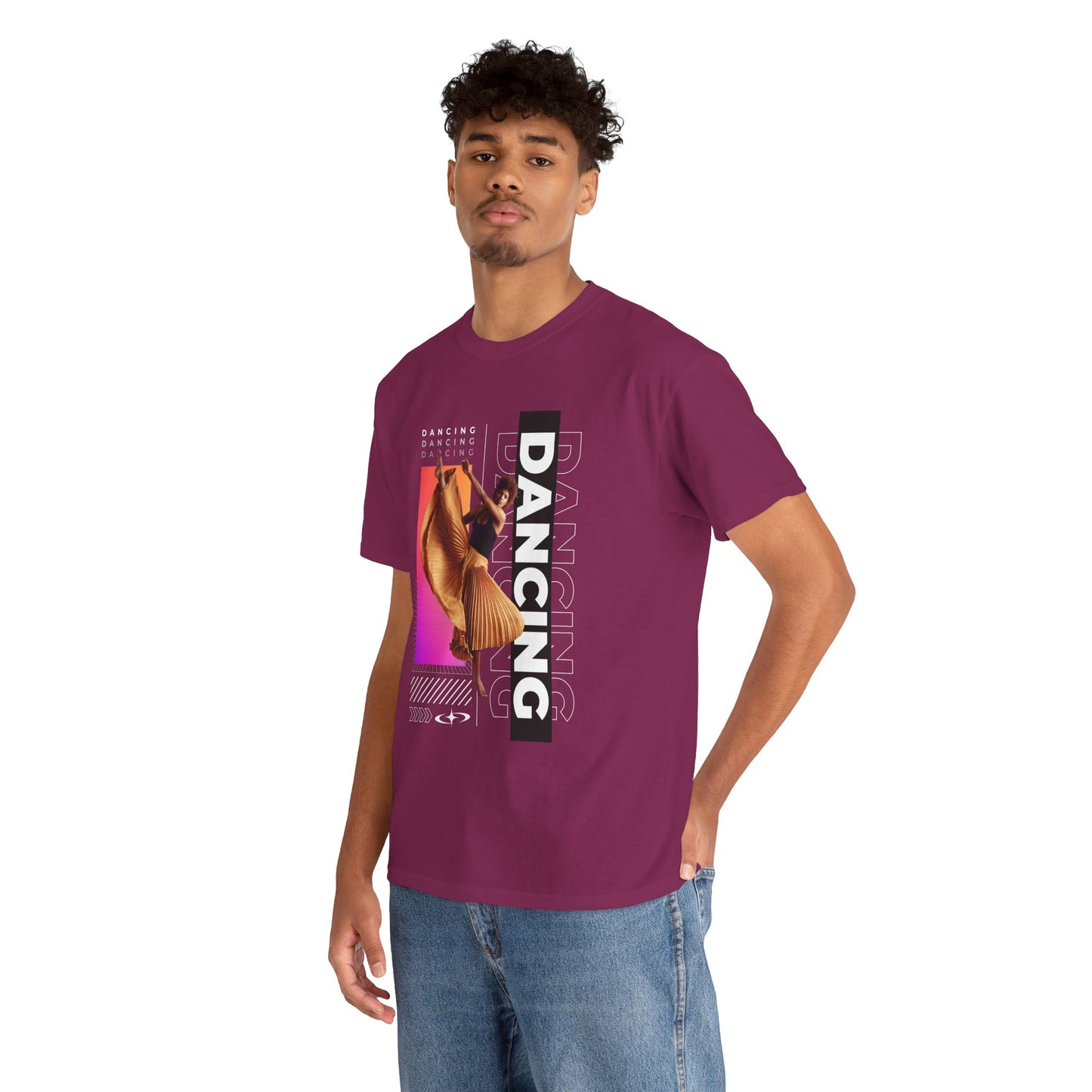“Dancing” Streetwear-Inspired Female Dancer Unisex Heavy Cotton Tee – Urban Dance Graphic T-Shirt for Performers and Dance Lovers
