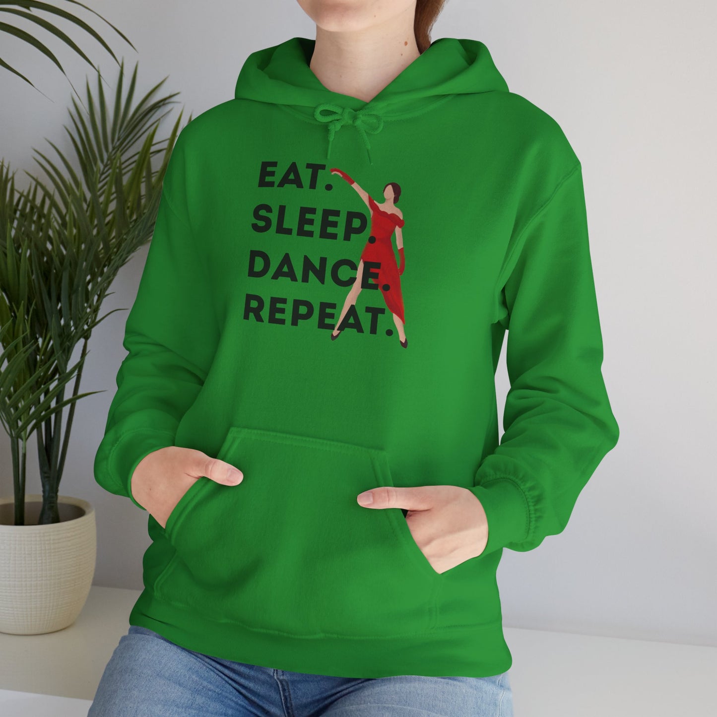 "Eat Sleep Dance Repeat" Unisex Dance Hoodie – Bold Graphic Sweatshirt for Dancers