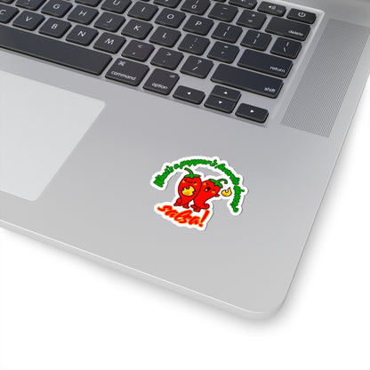 "What's a Pepper's Favorite Dance? Salsa!" Sticker – Funny Dance Pun Kiss-Cut Vinyl Sticker with Cute Pepper Graphic
