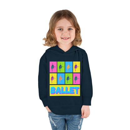 “Ballet" Toddler Pullover Hoodie – Pop Art Inspired Dance Graphic Sweatshirt with Ballet Dancer Design for Kids