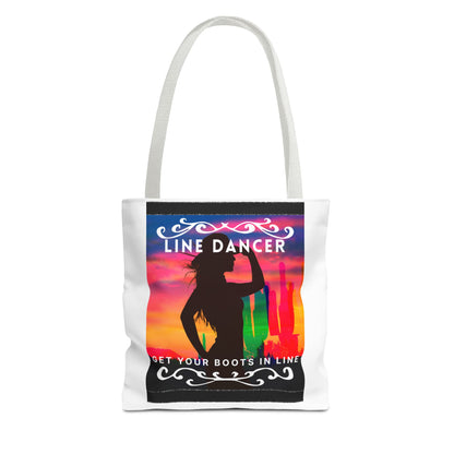 "Line Dancer, Boots on the Ground” Canvas Tote Bag – Cowgirl Graphic | Western Dance Bag for Country Lovers & Line Dancing Fans