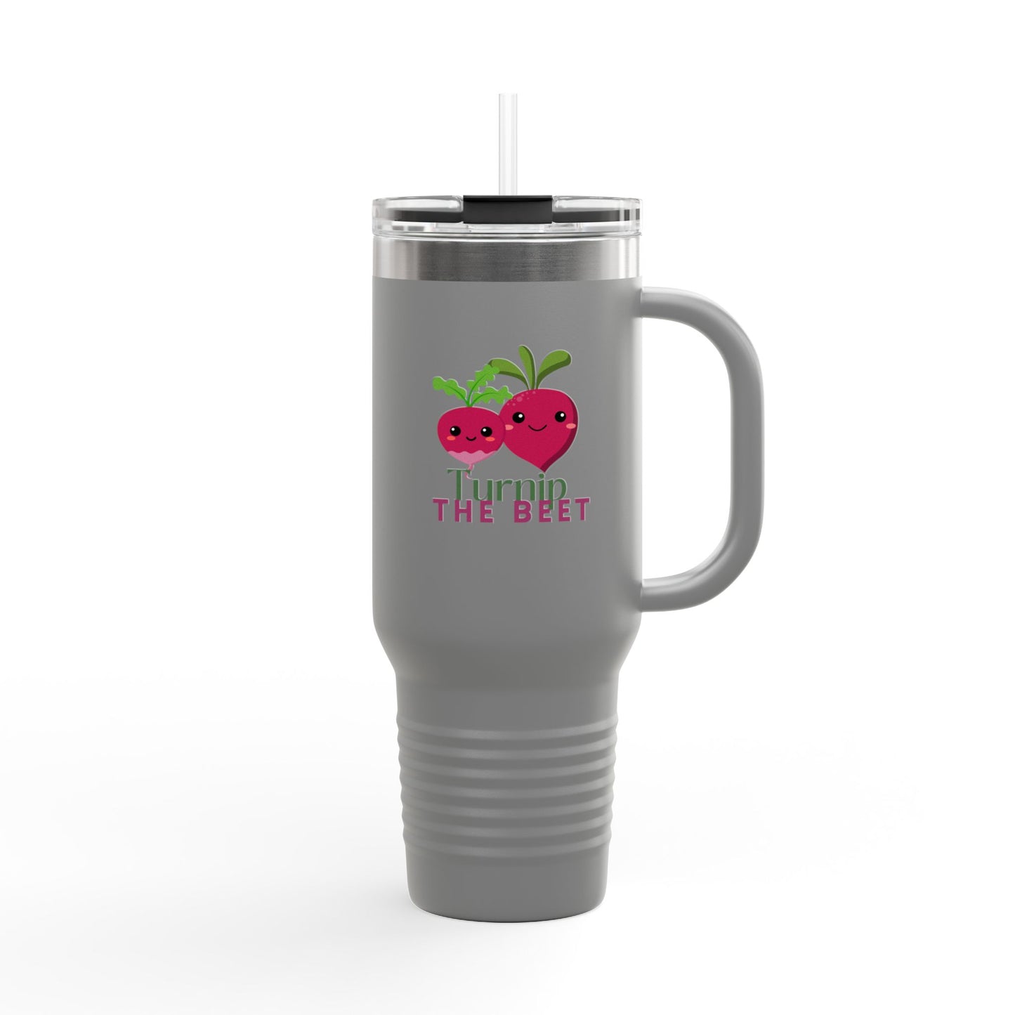 "Turnip the Beet" 40oz Insulated Travel Mug – Cute Veggie Dance Pun Tumbler for Music & Dance Lovers | Jete Shop 🥬🎶✨