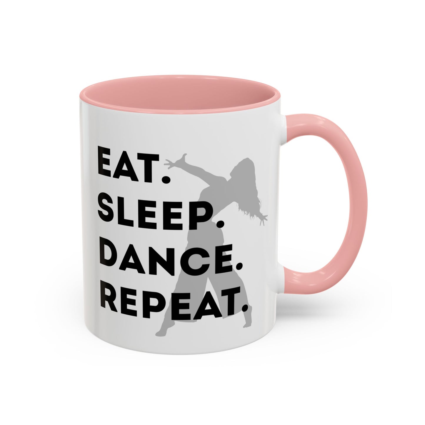 "Eat Sleep Dance Repeat" Accent Coffee Mug – Gray Dancer Graphic Ceramic Mug for Dance Lovers
