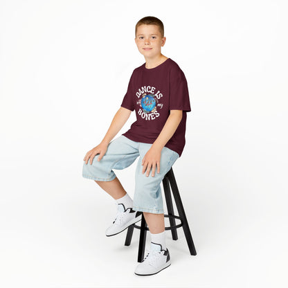 "Dance Is in My Bones” Halloween Dance T-Shirt with Dancing Skeletons Graphic - Kids Heavy Cotton™ Tee