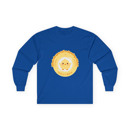 "What Do You Call a Dancing Chick? Poultry in Motion." Unisex Long Sleeve Tee – Funny Dance Pun Shirt with Cute Chicken Graphic for Dancers & Humor Lovers