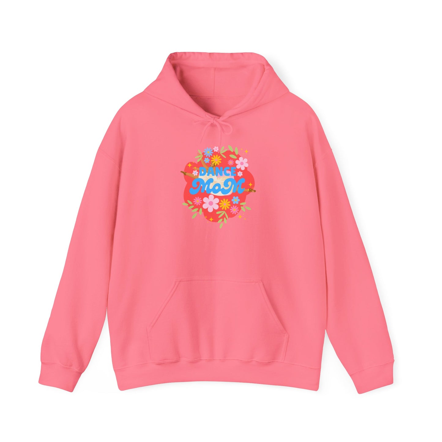 "Dance Mom" Superhero Hoodie – Floral Front Graphic & Fun Back Design | Unisex Hooded Sweatshirt for Proud Dance Parents