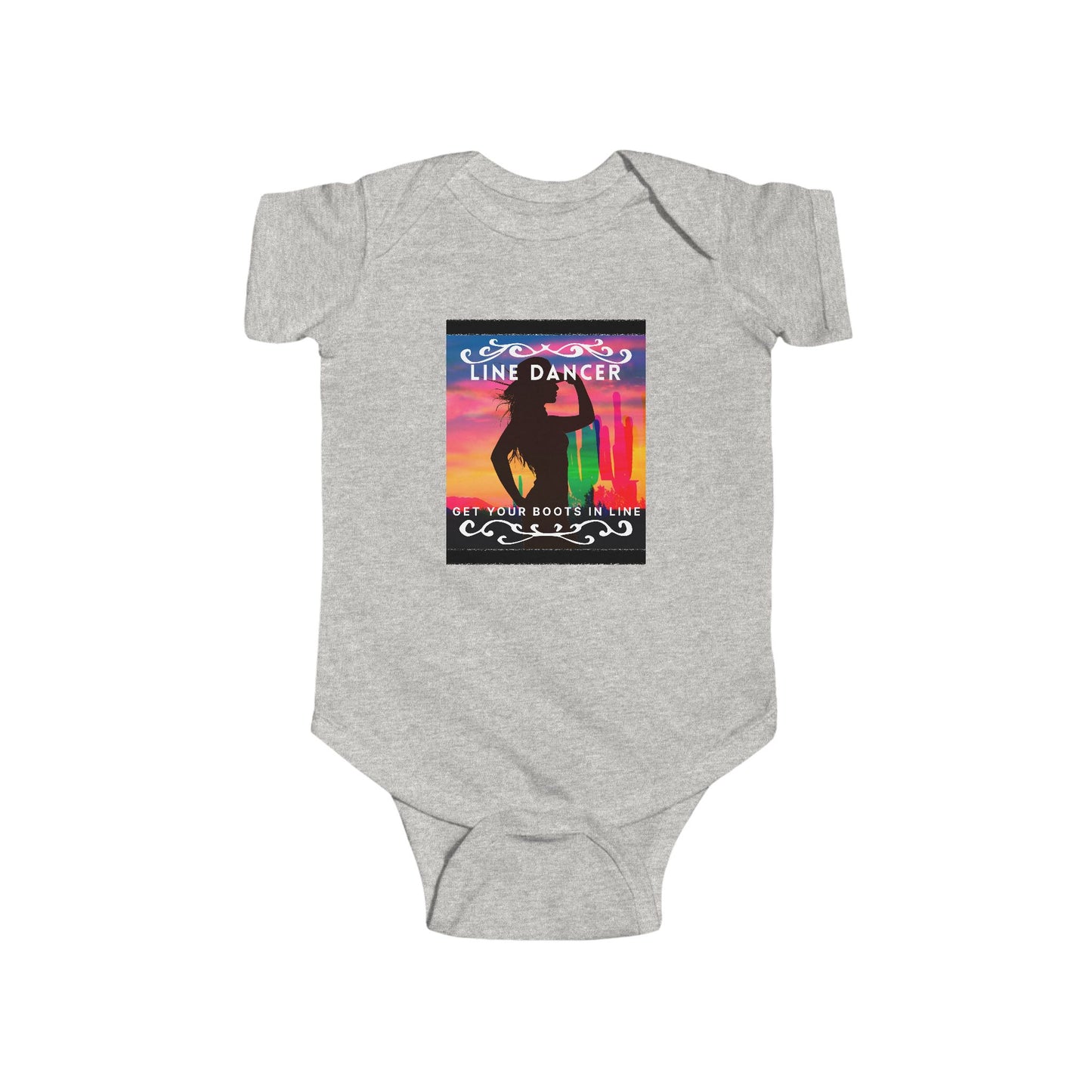 "Line Dancer, Get Your Boots in Line" Western-Inspired Graphic – Infant Fine Jersey Bodysuit