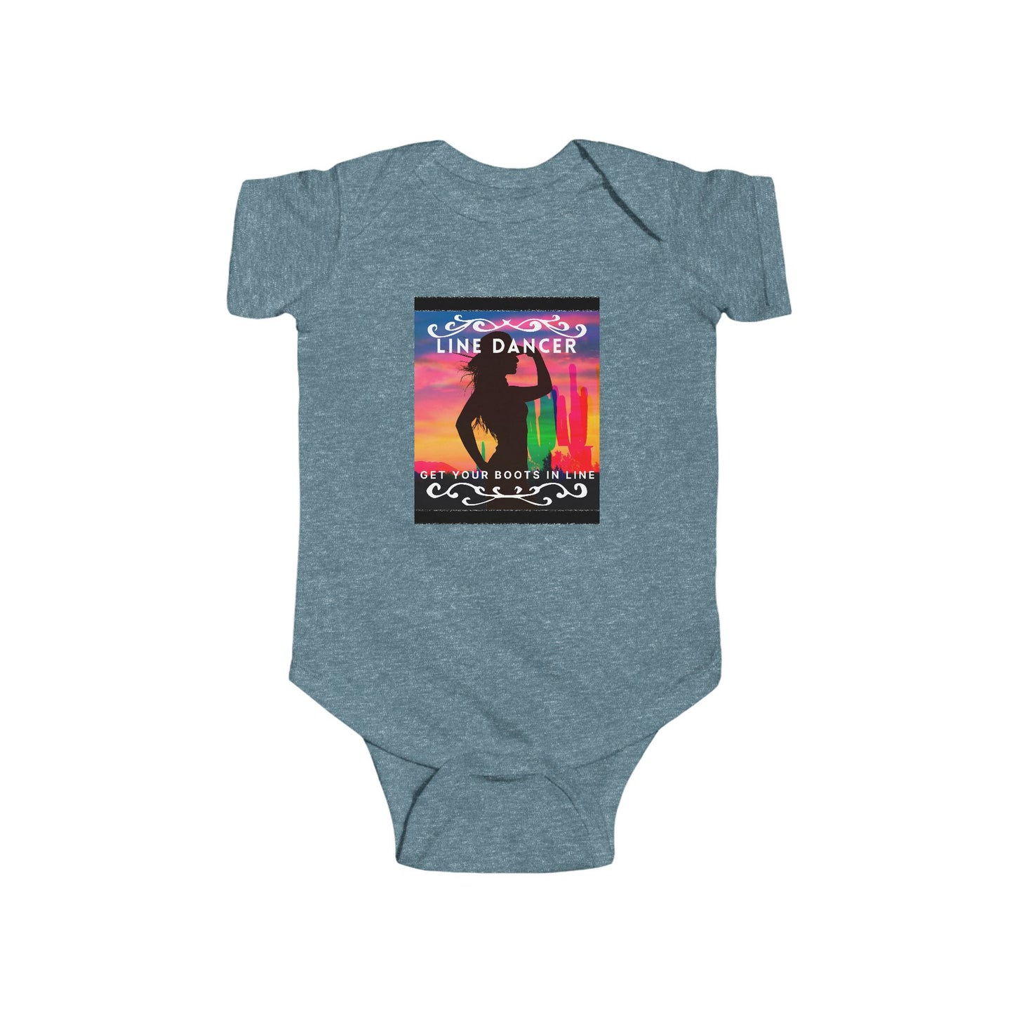 "Line Dancer, Get Your Boots in Line" Western-Inspired Graphic – Infant Fine Jersey Bodysuit