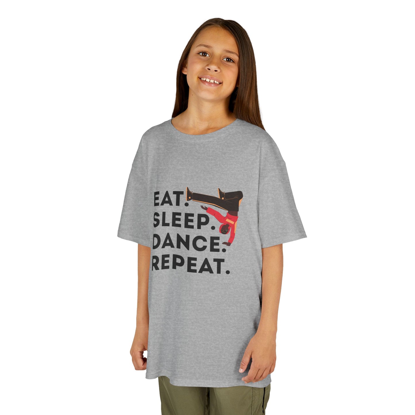 "Eat Sleep Dance Repeat" Youth Short Sleeve Tee – Bold B-Boy Graphic Hip-Hop Dance Shirt for Kids and Young Performers