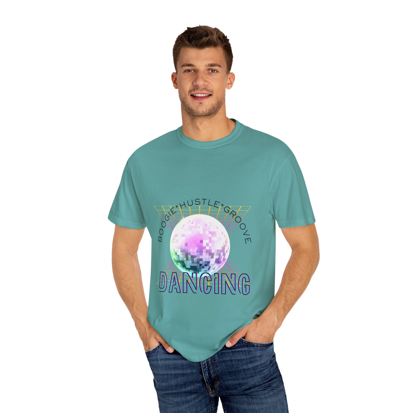 "Boogie, Hustle, Groove - Dancing" Streetwear Dance Graphic – Unisex Garment-Dyed T-Shirt