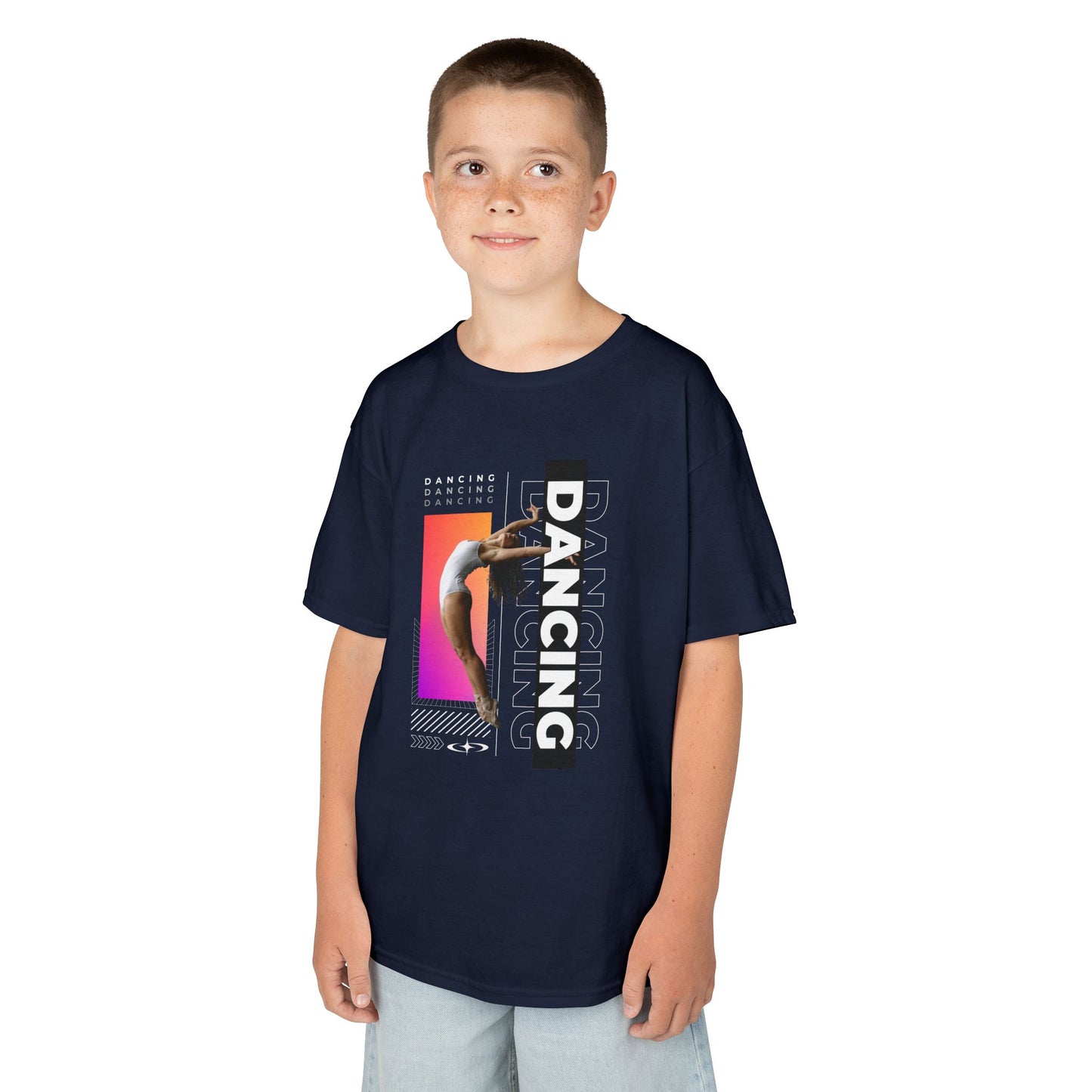 “Dancing” Youth Short Sleeve T-Shirt – Streetwear-Inspired Female Dancer Graphic – Stylish Kids Dance Apparel Tee