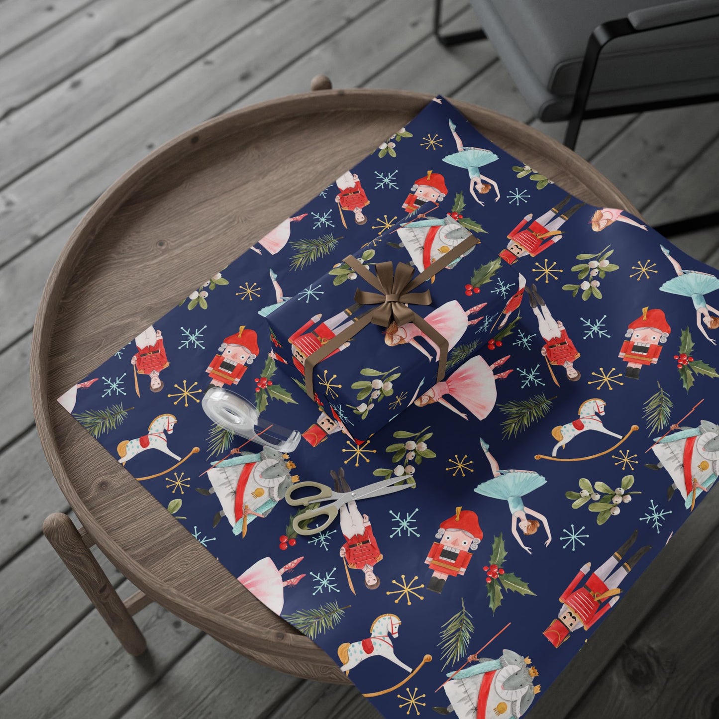 "Nutcracker Ballet" Christmas Wrapping Paper – Festive Holiday Gift Wrap with Classic Ballet Dancers & Christmas Scene Design, Perfect for Dance Lovers and Studios