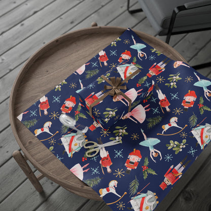 "Nutcracker Ballet" Christmas Wrapping Paper – Festive Holiday Gift Wrap with Classic Ballet Dancers & Christmas Scene Design, Perfect for Dance Lovers and Studios