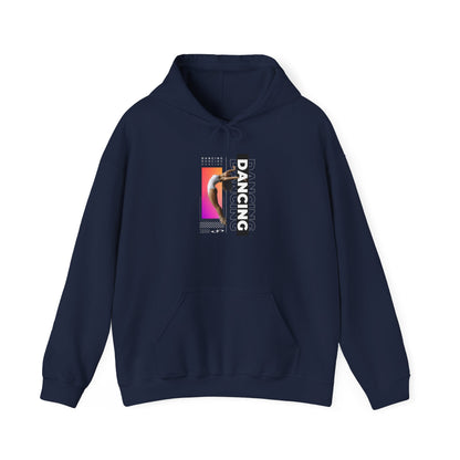 “Dancing” Text with Streetwear-Style Female Dancer Graphic - Unisex Heavy Blend™ Hooded Sweatshirt – Cozy Dance Hoodie for Ballet & Hip-Hop Enthusiasts