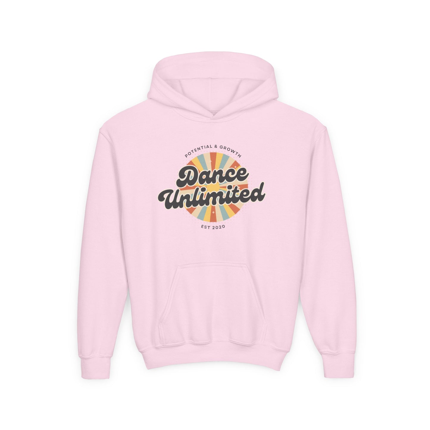 "Dance Unlimited - Potential & Growth" Youth Hooded Sweatshirt – Retro Dance Graphic Hoodie for Kids and Teens