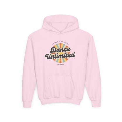 "Dance Unlimited - Potential & Growth" Youth Hooded Sweatshirt – Retro Dance Graphic Hoodie for Kids and Teens
