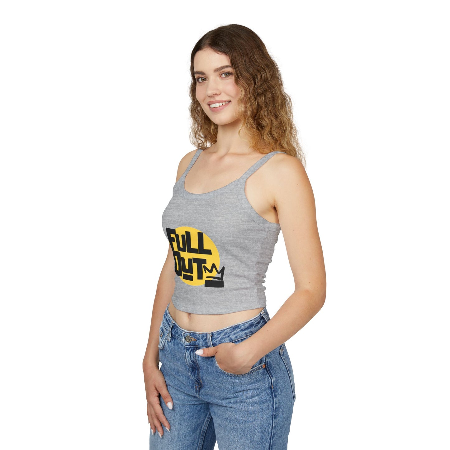 "Full Out" Women’s Spaghetti Strap Tank Top – Bold Streetwear-Inspired Dance Graphic | Trendy Dancewear for Performers, Classes & Everyday Style