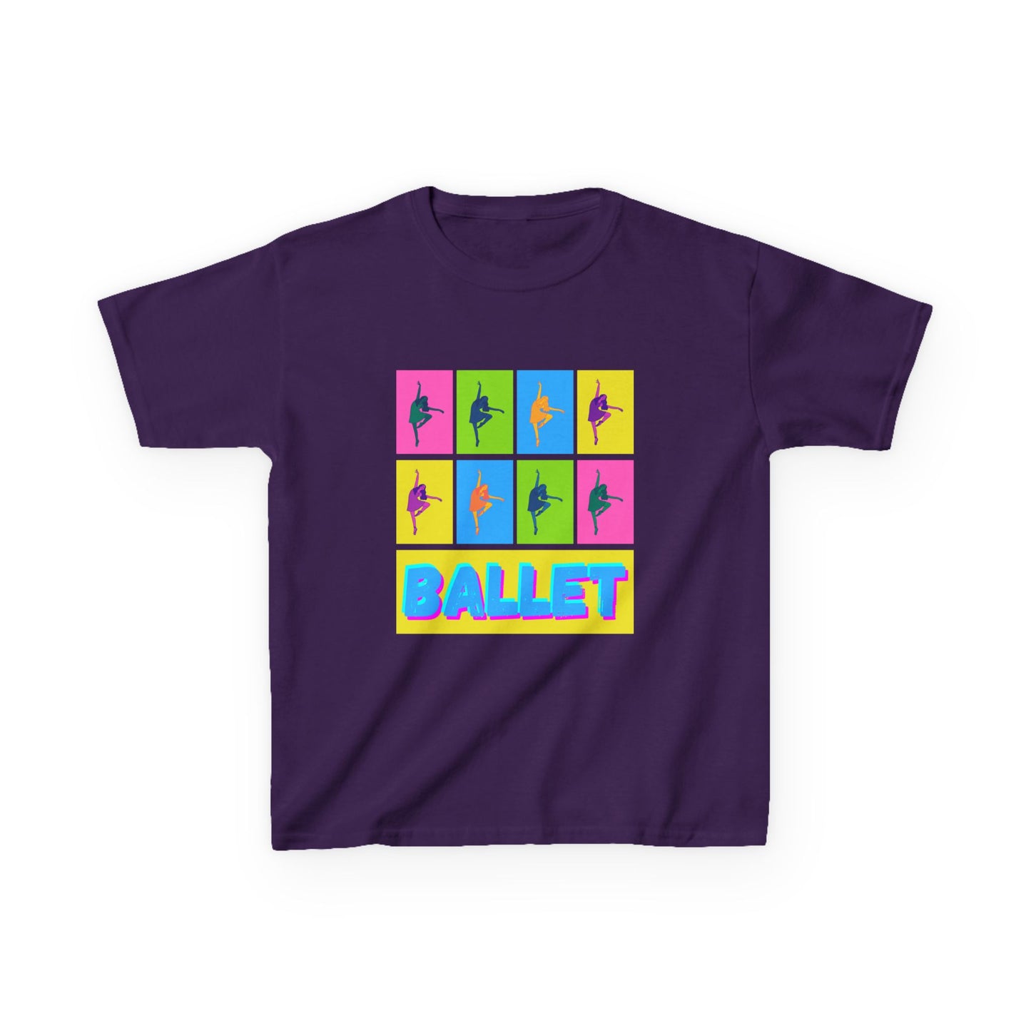 "Ballet" Youth Short Sleeve T-Shirt – Pop Art Inspired Design with Ballet Dancer Graphics – Dance Apparel for Kids