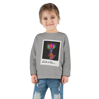 "Shake It Like a…” Toddler Long Sleeve Tee – Samba Dancer Graphic Shirt for Kids