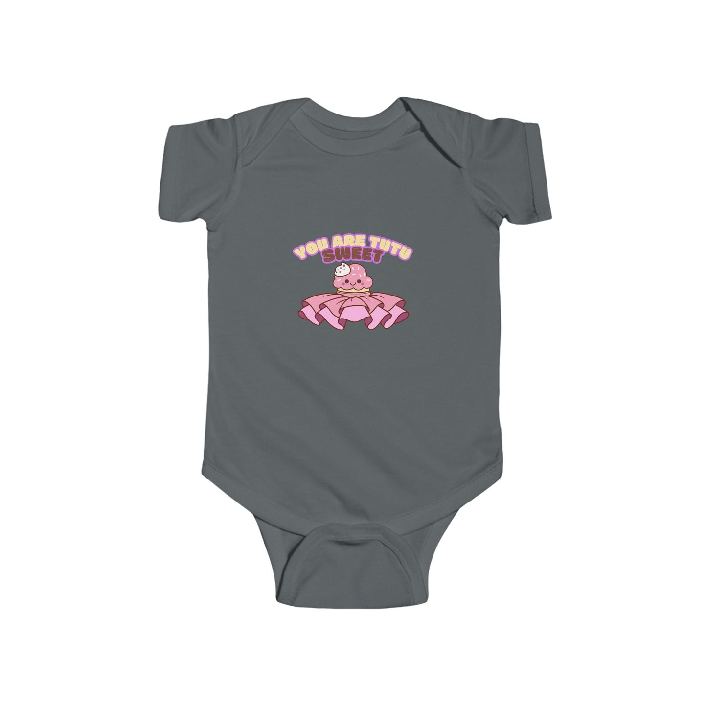"You Are Tutu Sweet" Infant Short Sleeve Bodysuit – Kawaii Cupcake in Tutu Graphic Baby Outfit for Dance-Loving Families