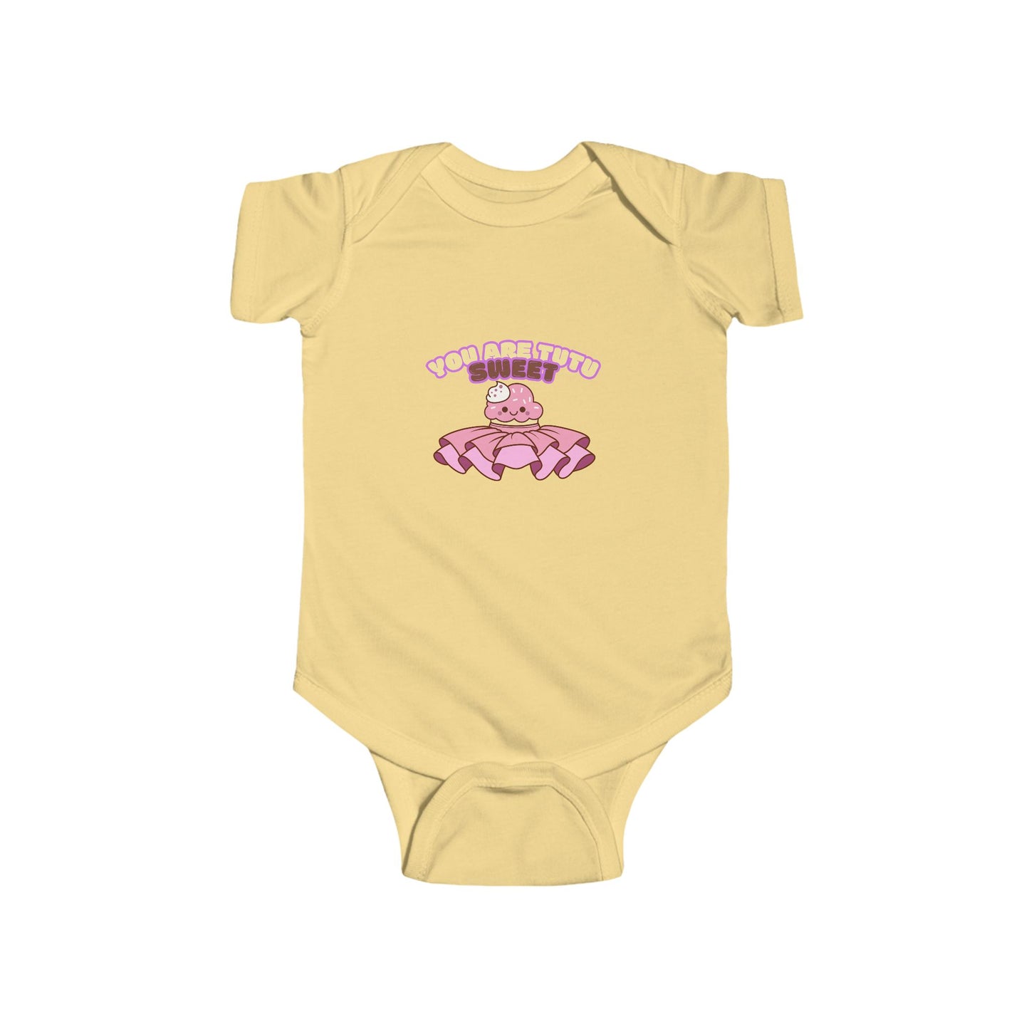 "You Are Tutu Sweet" Infant Short Sleeve Bodysuit – Kawaii Cupcake in Tutu Graphic Baby Outfit for Dance-Loving Families