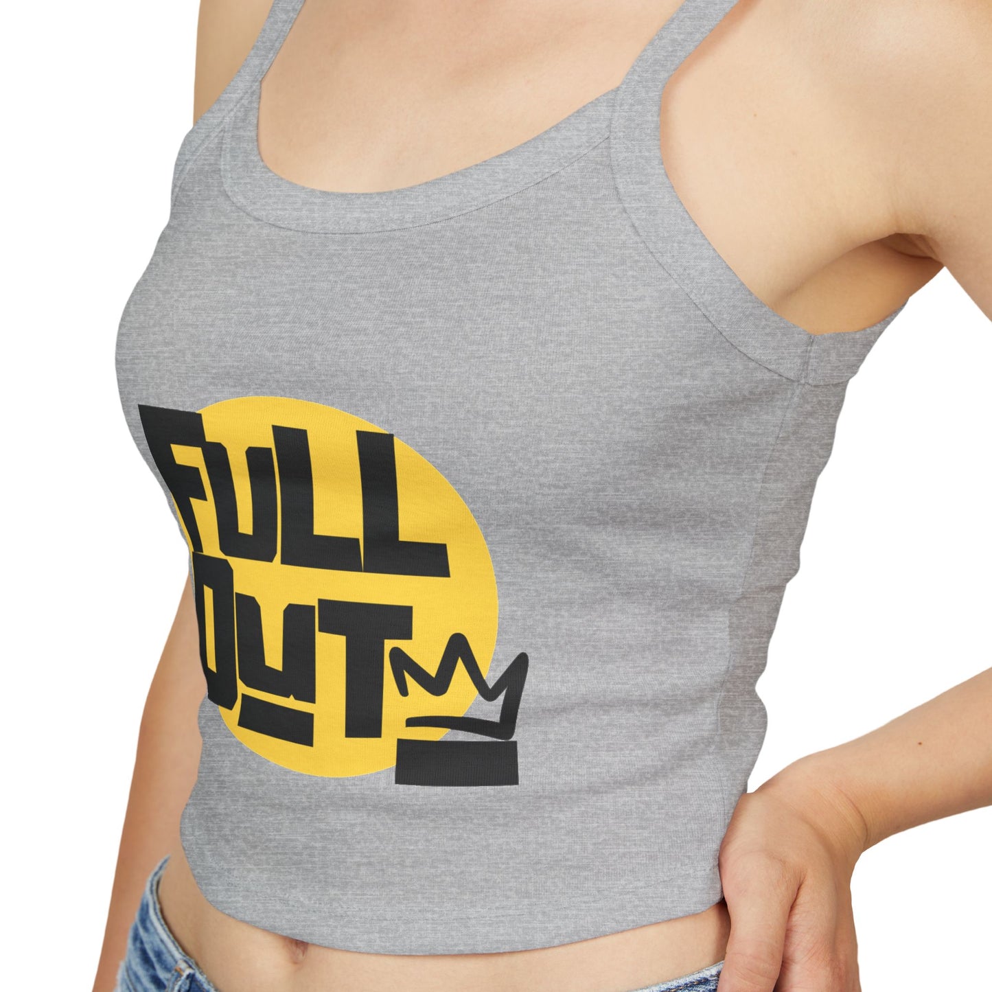 "Full Out" Women’s Spaghetti Strap Tank Top – Bold Streetwear-Inspired Dance Graphic | Trendy Dancewear for Performers, Classes & Everyday Style