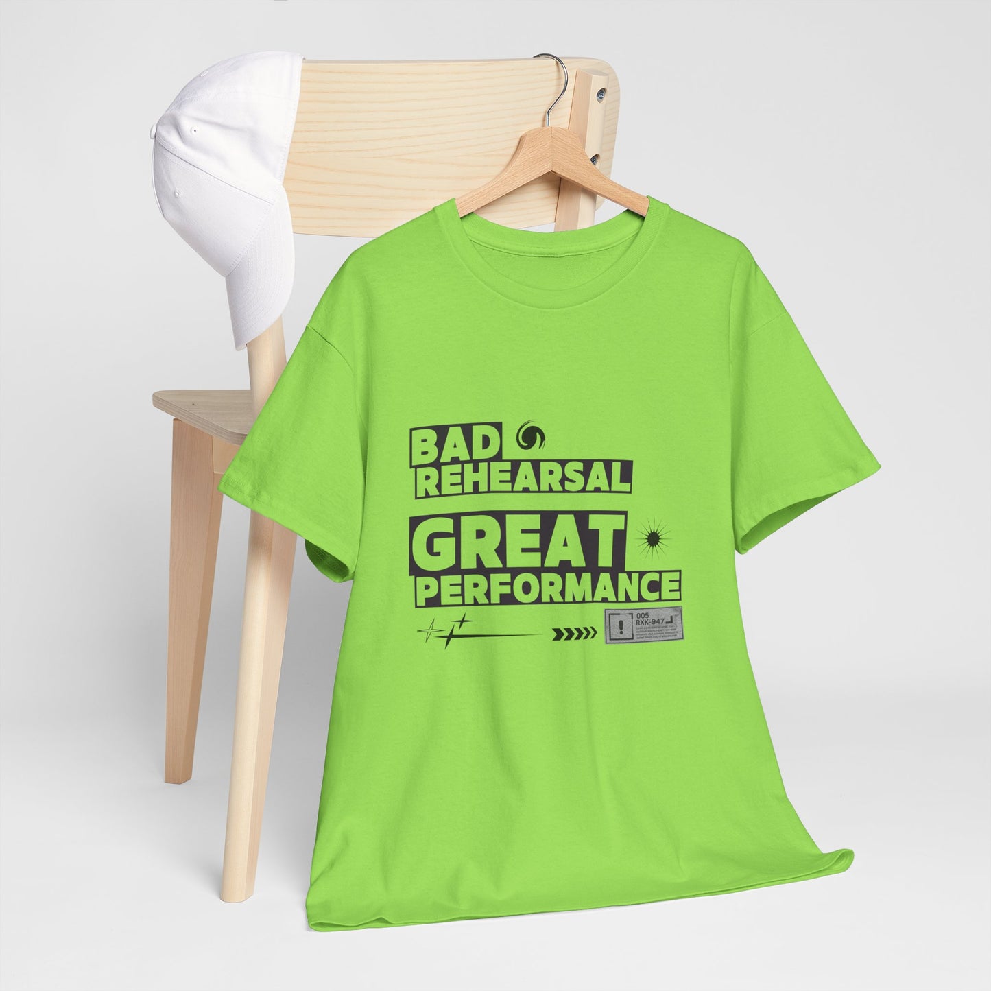"Bad Rehearsal, Great Performance" Dance Quote Tee – Unisex Heavy Cotton T-Shirt with Streetwear-Inspired Graphic for Dancers