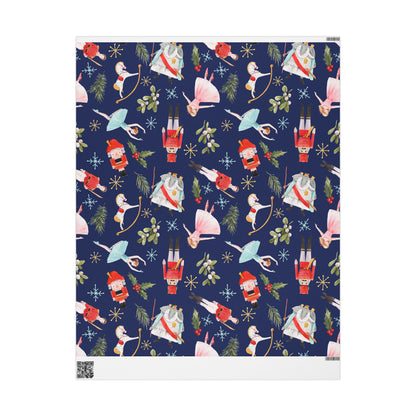 "Nutcracker Ballet" Christmas Wrapping Paper – Festive Holiday Gift Wrap with Classic Ballet Dancers & Christmas Scene Design, Perfect for Dance Lovers and Studios