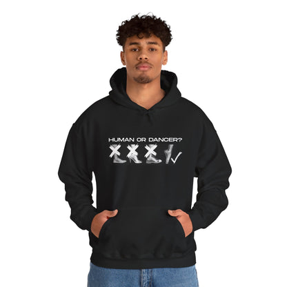 "Human or Dancer" Unisex Hoodie – Ballet-Themed Hoodie for Teens and Adults with X-Ray Foot Graphic and Personalized Sleeve Option