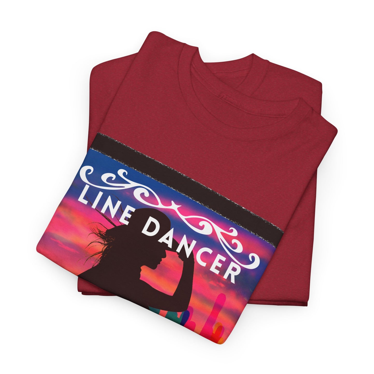"Line Dancer" Unisex Heavy Cotton T-Shirt – Western Country Dance Graphic Tee – 'Get Your Boots in Line' Cowboy-Inspired Shirt