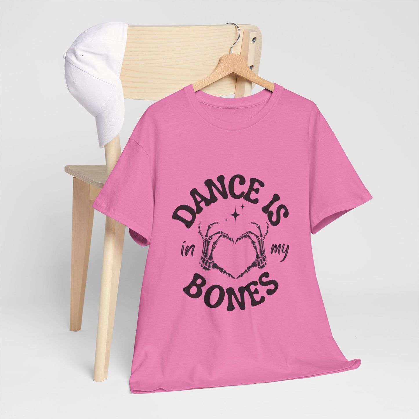 “Dance Is in My Bones” Halloween Dance T-Shirt with Cute Skeleton Heart Graphic - Unisex Heavy Cotton Tee