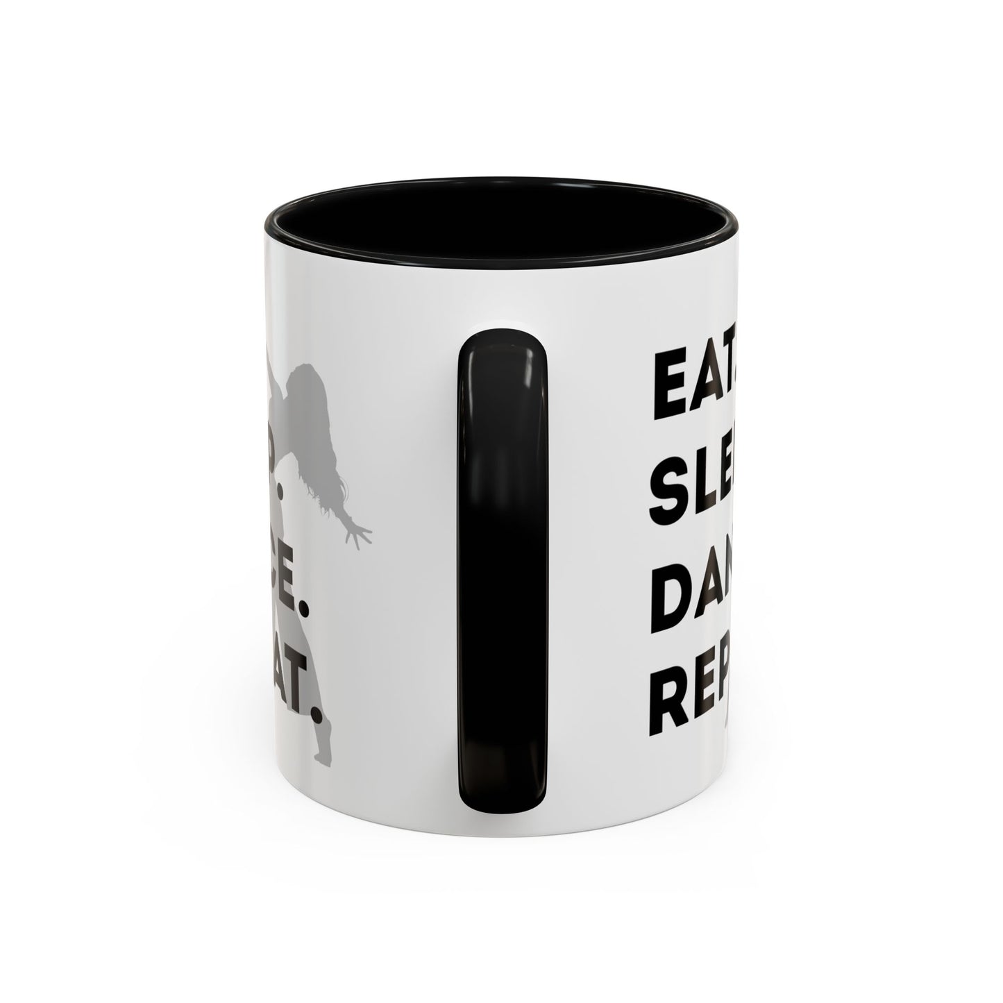 "Eat Sleep Dance Repeat" Accent Coffee Mug – Gray Dancer Graphic Ceramic Mug for Dance Lovers