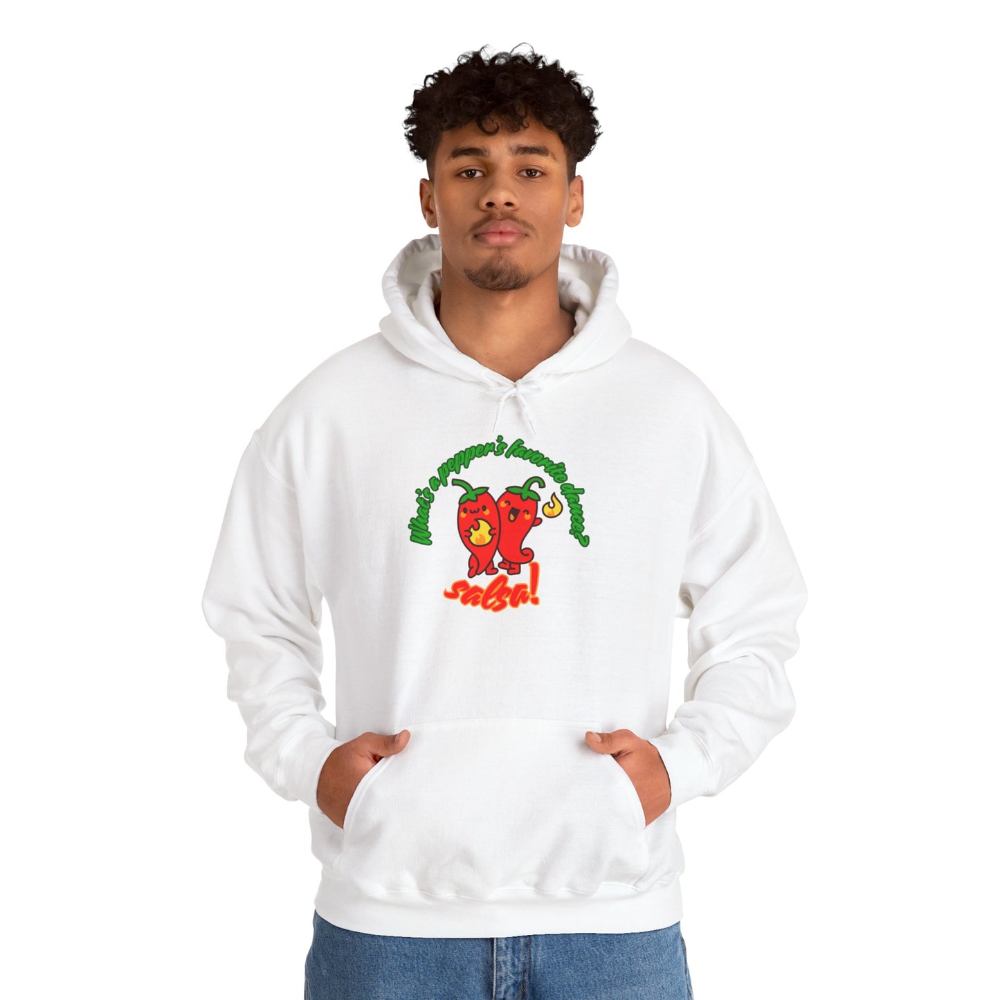 "What’s a Pepper’s Favorite Dance? Salsa!" Unisex Hooded Sweatshirt – Funny Dance Pun Hoodie with Cute Pepper Graphic for Dancers & Foodies