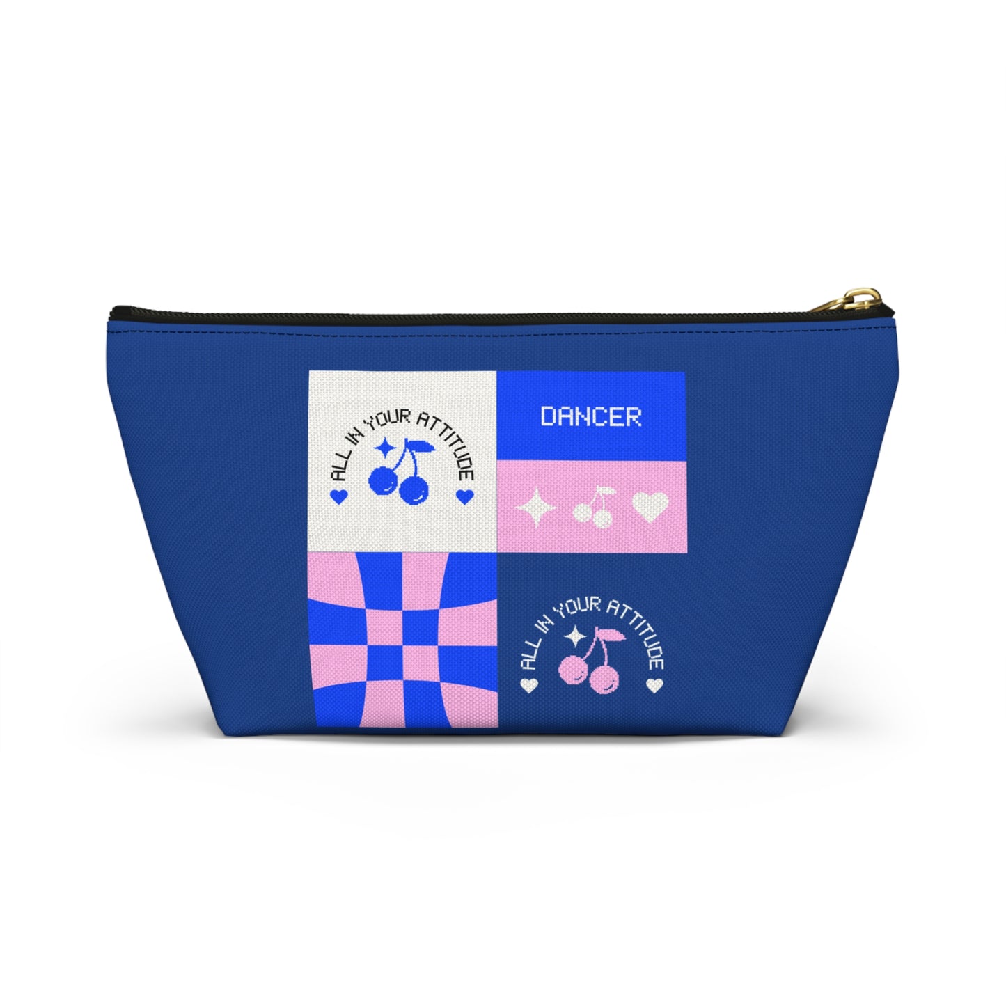 "Dancer - All in Your Attitude" Makeup Bag – Cute Retro Dance Graphic – Inspirational Dance-Themed Zipper Pouch for Cosmetics, Accessories & Gifts