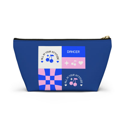 "Dancer - All in Your Attitude" Makeup Bag – Cute Retro Dance Graphic – Inspirational Dance-Themed Zipper Pouch for Cosmetics, Accessories & Gifts