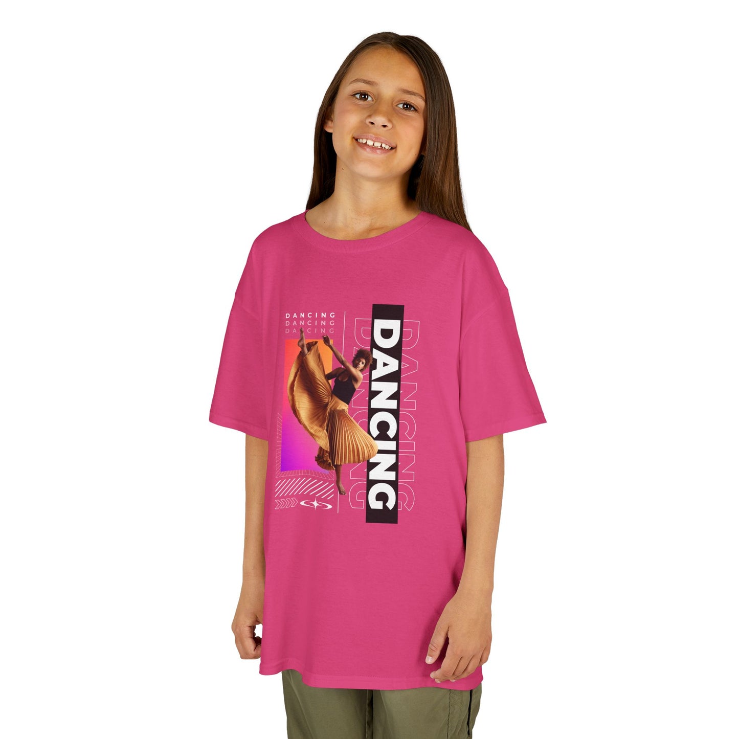 "Dancing" Youth Short Sleeve T-Shirt – Streetwear-Inspired Female Dancer Graphic – Stylish Dance Apparel for Kids