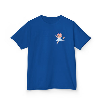 "Every Meow & Then I Dance" – Youth Short Sleeve Tee with Cute Dancing Cat Graphic | Kids’ Dance & Cat Lover T-Shirt