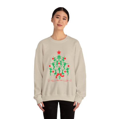 "Christmas Tree Dancer Silhouette" ADULT SWEATSHIRT Unisex Heavy Blend Crewneck – Festive Ballet & Dance Holiday Sweatshirt for Dancers, Teachers, and Studios