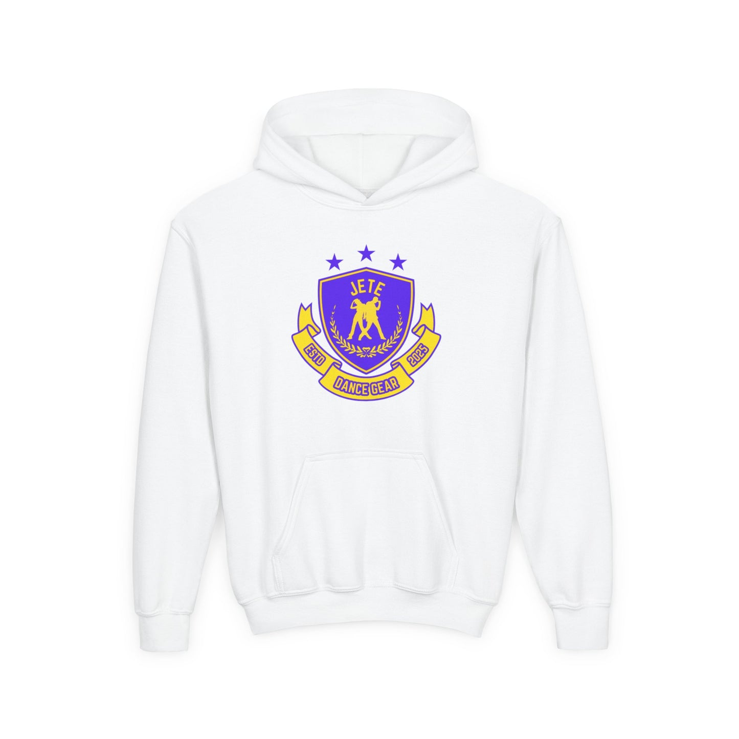 "Jeté Dance Gear" Youth Hooded Sweatshirt – Collegiate-Inspired Dance Team Graphic Hoodie for Kids and Teens