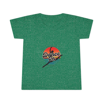 "Keep Calm and Dance On" Toddler Dance T-Shirt – Retro Graphic Short Sleeve Tee for Kids