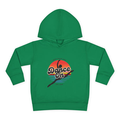 “Keep Calm and Dance On” Toddler Fleece Hoodie – Retro Dancer Graphic Sweatshirt for Little Movers