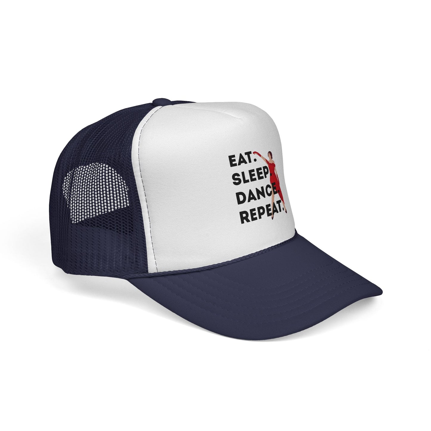 "Eat Sleep Dance Repeat" Trucker Hat – Bold Dancer Graphic Unisex Mesh Cap for Dance Lovers | Dance-Themed Hat