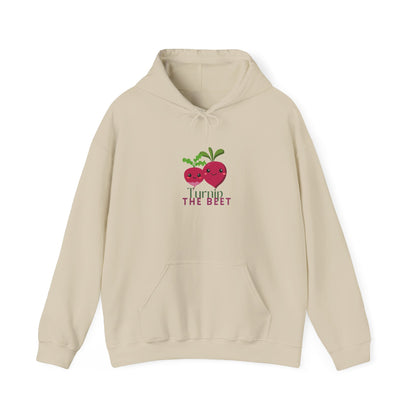 "Turnip the Beet" Unisex Hooded Sweatshirt – Funny Dance Pun Hoodie with Cute Veggie Graphic | Cozy Gift for Dancers & Foodie Fans