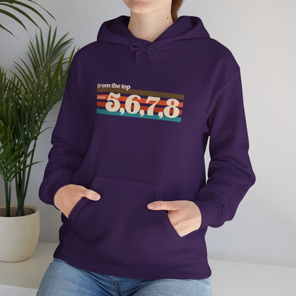 "From the Top and 5, 6, 7, 8" Unisex Hooded Sweatshirt – Retro Dance Rehearsal Hoodie for Dancers & Choreographers