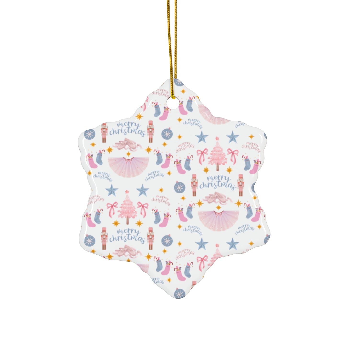 Soft "Nutcracker Ballet" Ceramic Ornament – Pastel Christmas Tree Decoration with Whimsical Holiday Ballet Design (Ceramic Keepsake for Dancers & Nutcracker Lovers)