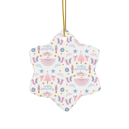 Soft "Nutcracker Ballet" Ceramic Ornament – Pastel Christmas Tree Decoration with Whimsical Holiday Ballet Design (Ceramic Keepsake for Dancers & Nutcracker Lovers)