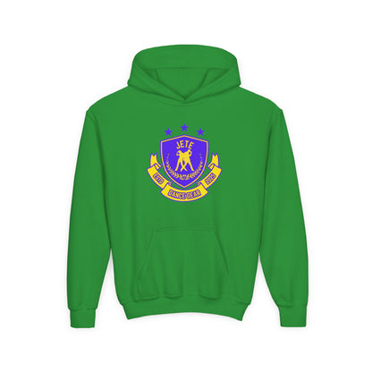 "Jeté Dance Gear" Youth Hooded Sweatshirt – Collegiate-Inspired Dance Team Graphic Hoodie for Kids and Teens