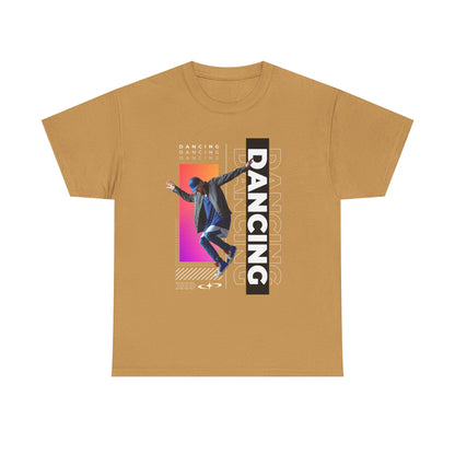 “Dancing” Streetwear-Inspired Male Dancer Unisex Heavy Cotton Tee – Urban Dance Graphic T-Shirt for Performers and Dance Lovers