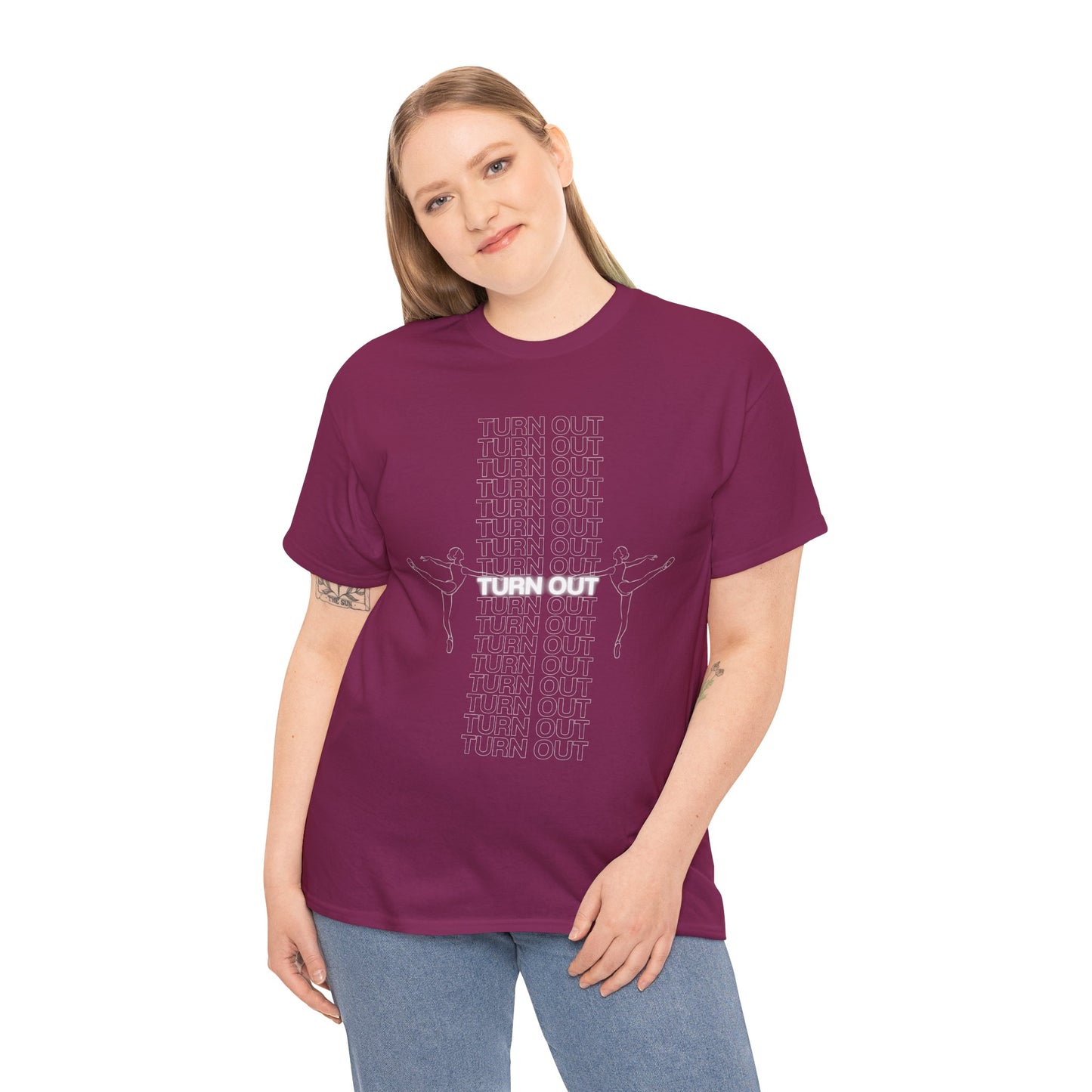 "Turn Out" Ballerina Graphic Unisex Heavy Cotton Tee – Ballet Dance T-Shirt for Dancers & Dance Enthusiasts